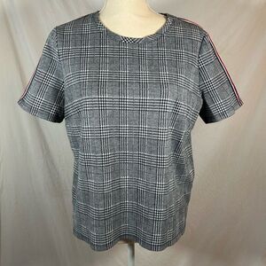 Banana Republic Plaid Stripe Knit Short Sleeve Large Petite